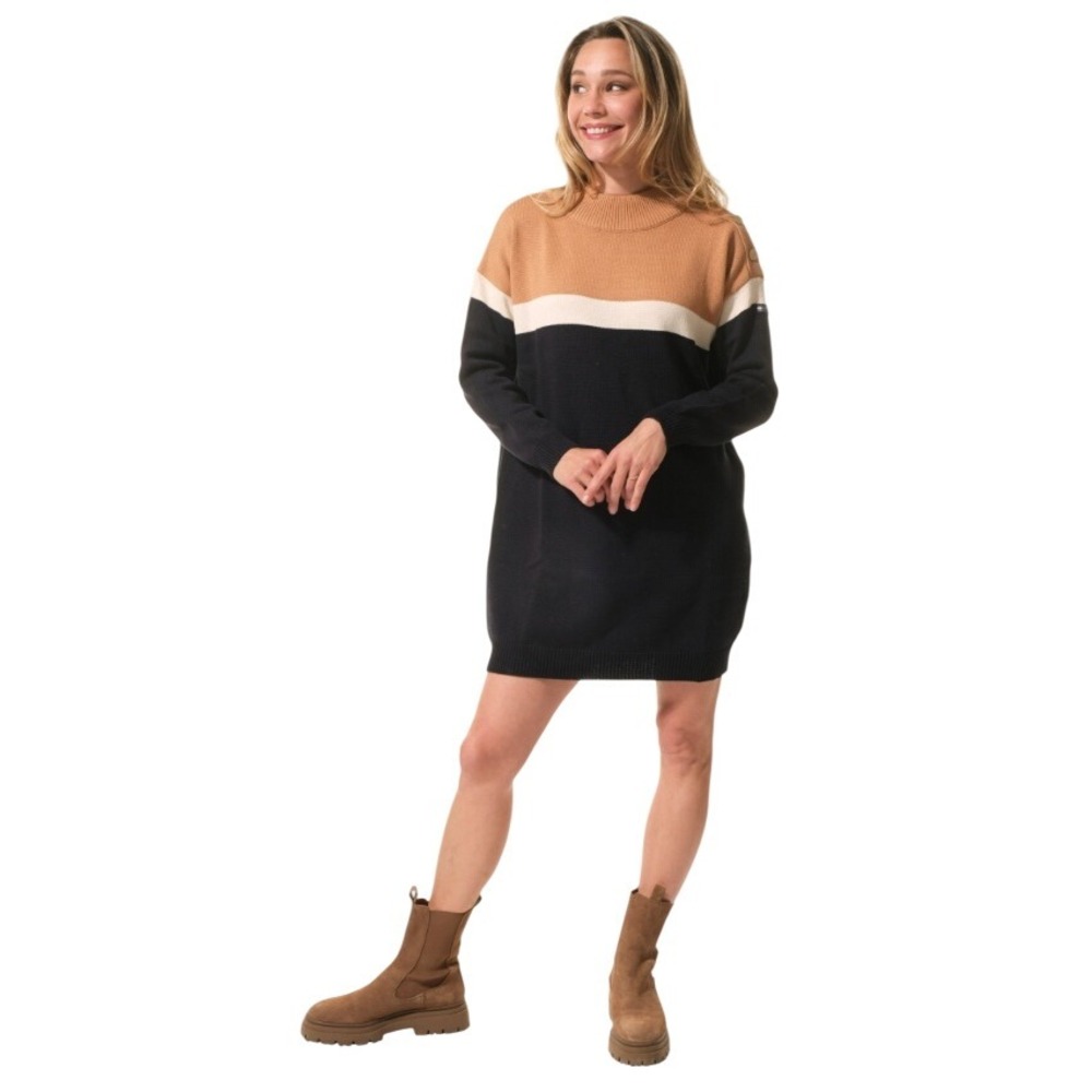 Hublot Marine Mode Charlyse Sweater Dress‎ Large Pecan/Ecru/Marine NWT